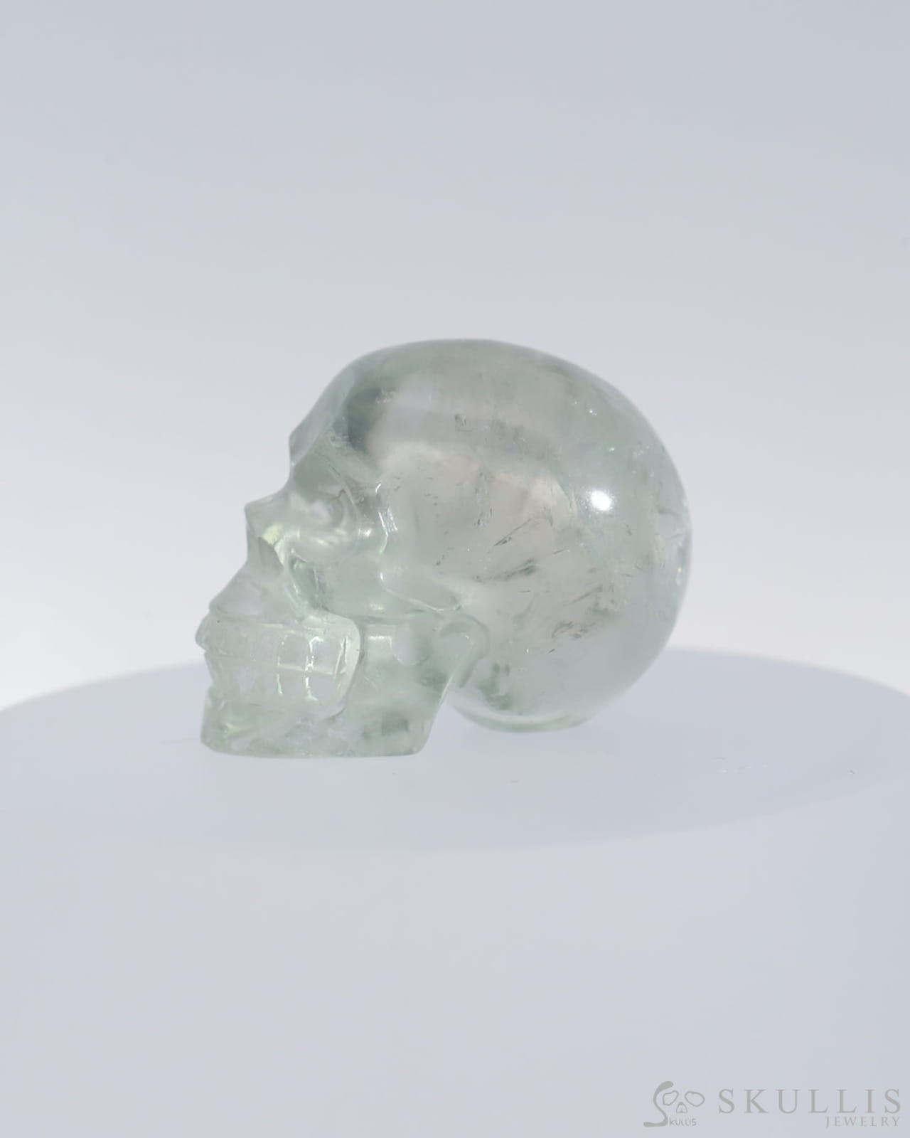 Gem Skull Of Green Quartz Carved Realistic Tiny Gemstone