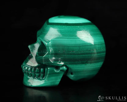 Gem Skull Of Malachite Carved Realistic Tiny Gemstone
