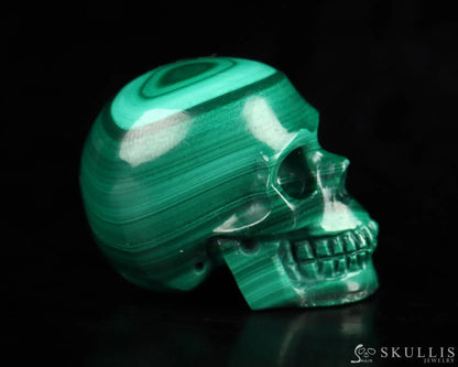 Gem Skull Of Malachite Carved Realistic Tiny Gemstone