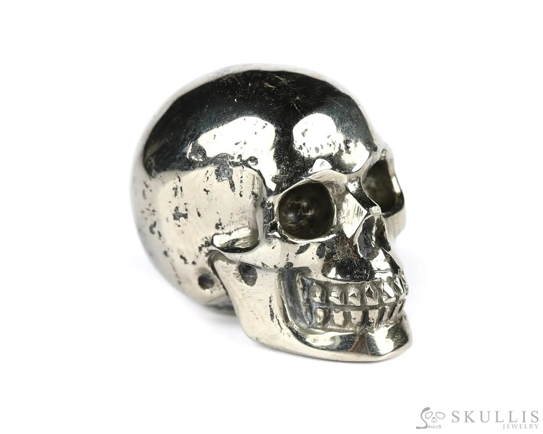 Gem Skull Of Pyrite Carved Realistic Tiny Gemstone