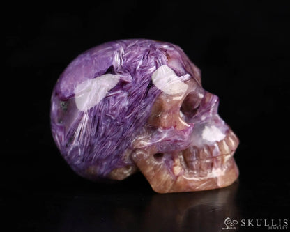 Gem Skull Of Russian Charoite Carved Realistic Tiny Gemstone