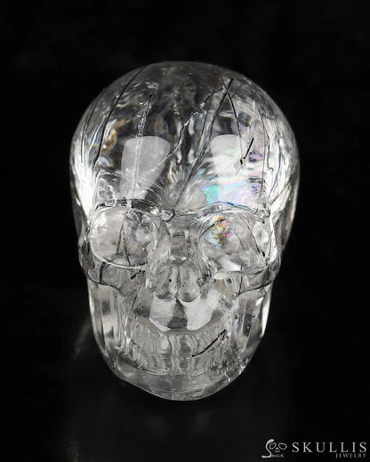 Gem Skull Of Rutilated Quartz Rock Carved Realistic Tiny Gemstone