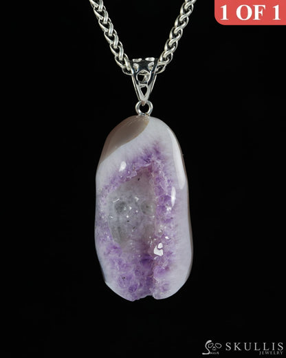 Gem Skull Pendant Necklace of Agate Amethyst Druse Carved Skull - 9900595 - Skull Pendants