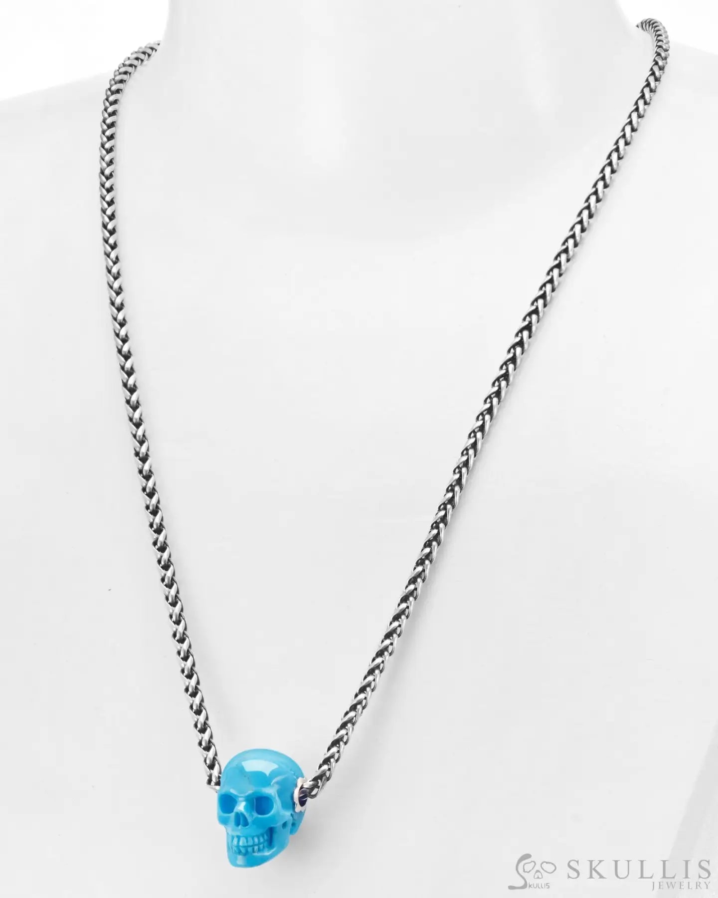 Gem Skull Pendant Necklace Of American Turquoise Carved Pendants