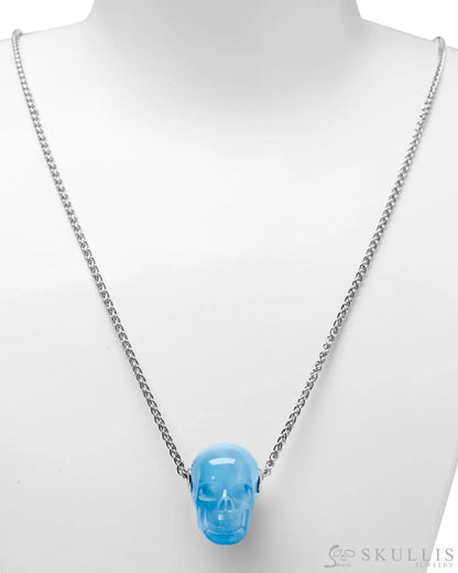 Gem Skull Pendant Necklace Of Aquamarine Carved Skull Skull Pendants