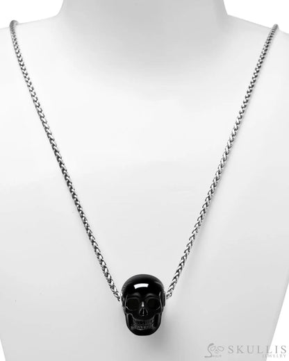Gem Skull Pendant Necklace Of Black Obsidian Carved Skull Skull Pendants