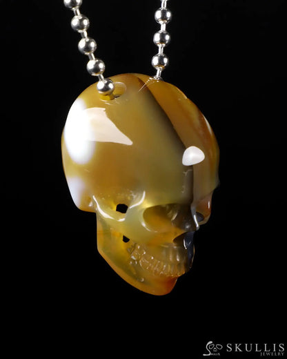 Gem Skull Pendant Necklace Of Brazilian Agate Carved Skull In 925 Sterling Silver Skull Pendants