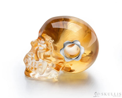 Gem Skull Pendant Necklace Of Citrine Crystal Carved Pendants
