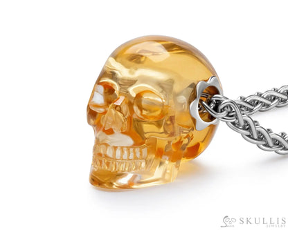 Gem Skull Pendant Necklace Of Citrine Crystal Carved Pendants