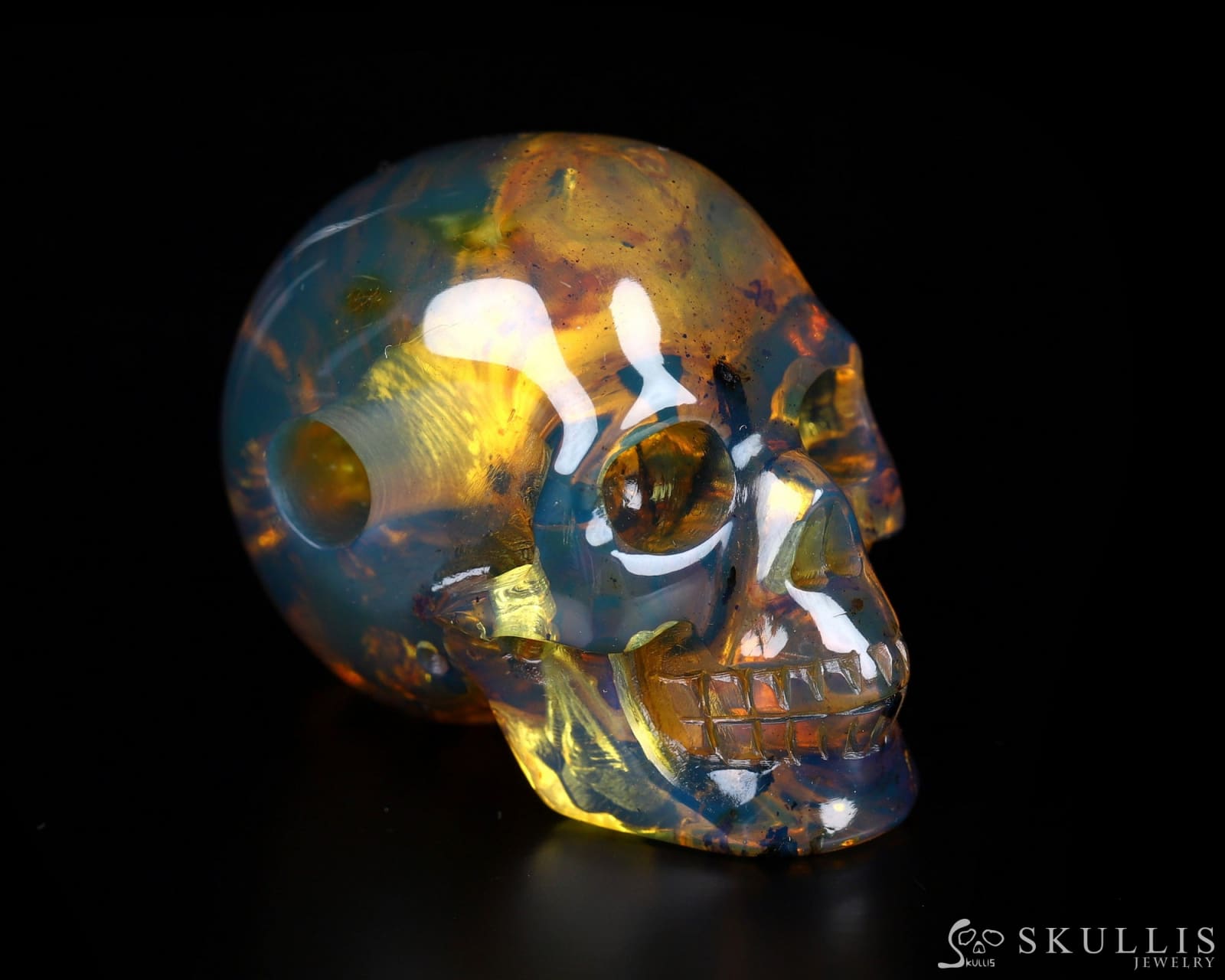 Gem Skull Pendant Necklace Of Dominican Blue Amber Carved Skull Skull Pendants