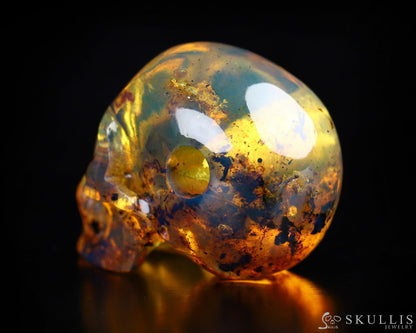 Gem Skull Pendant Necklace Of Dominican Blue Amber Carved Skull Skull Pendants