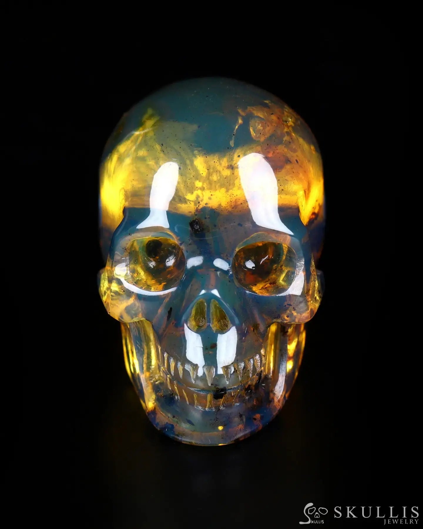 Gem Skull Pendant Necklace Of Dominican Blue Amber Carved Skull Skull Pendants