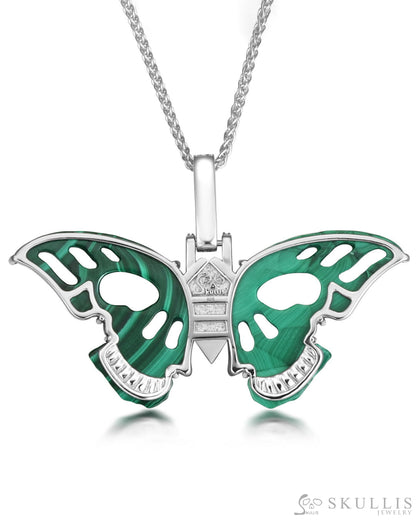 Gem Skull Pendant Necklace Of Malachite Butterfly Carved Skull Skull Pendants