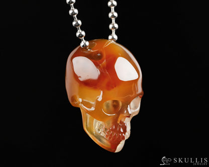 Gem Skull Pendant Necklace Of Premium Brazilian Agate Carved Pendants