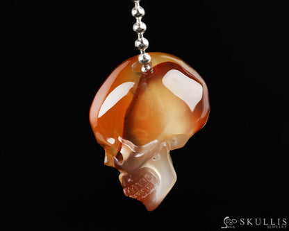 Gem Skull Pendant Necklace Of Premium Brazilian Agate Carved Pendants