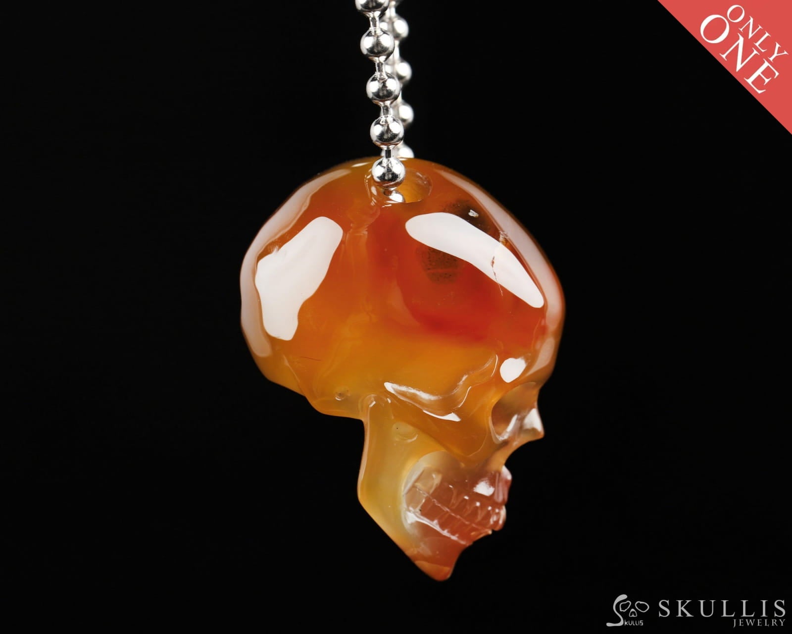 Gem Skull Pendant Necklace Of Premium Brazilian Agate Carved Pendants