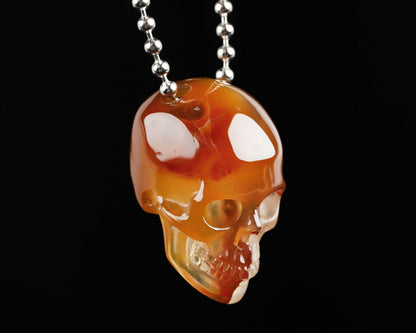 Gem Skull Pendant Necklace Of Premium Brazilian Agate Carved Pendants