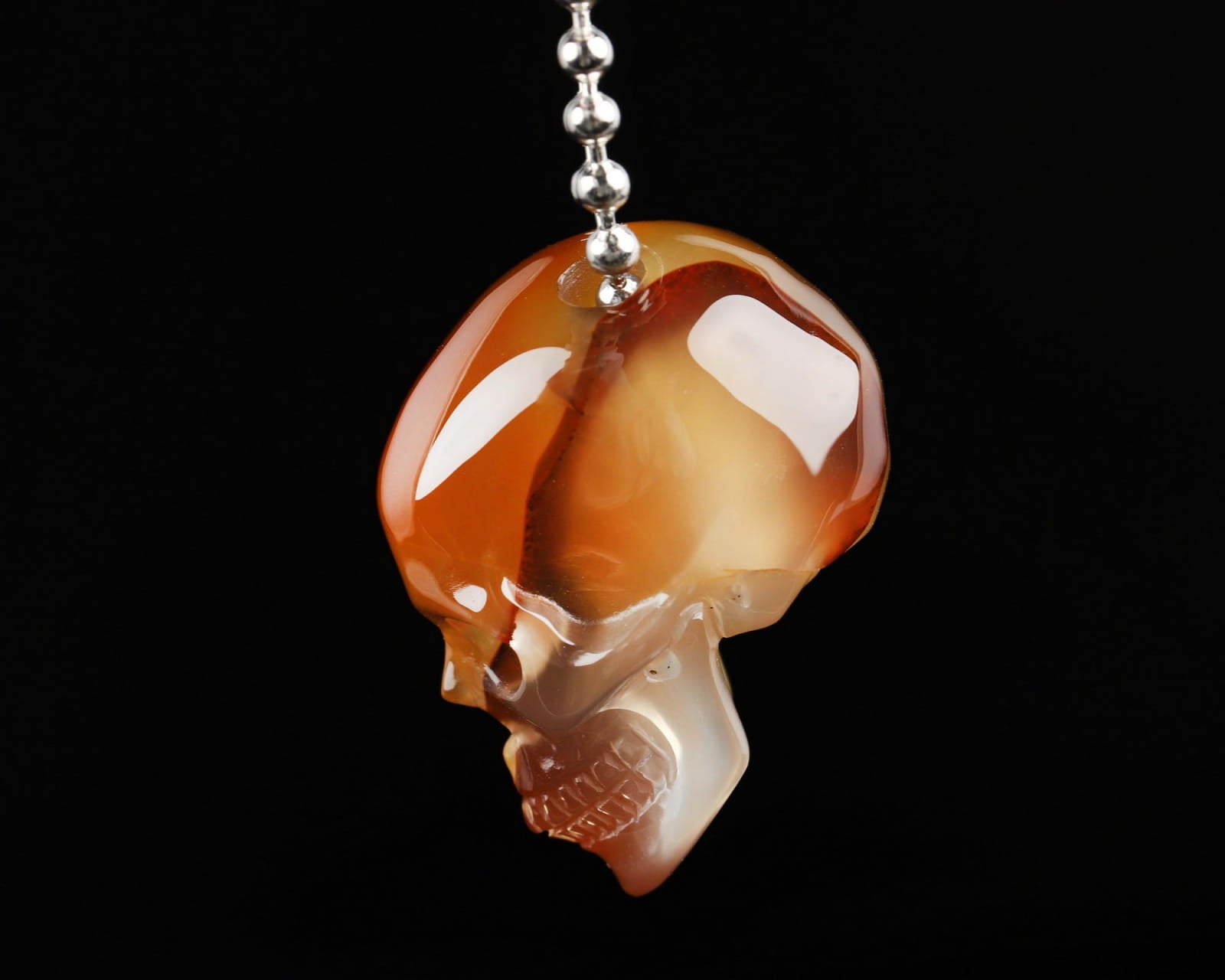 Gem Skull Pendant Necklace Of Premium Brazilian Agate Carved Pendants