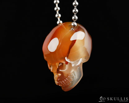 Gem Skull Pendant Necklace Of Premium Brazilian Agate Carved Pendants