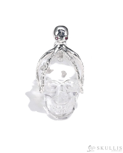 Gem Skull Pendant Necklace Of Quartz Rock Crystal Crystal Carved Skull With Detachable