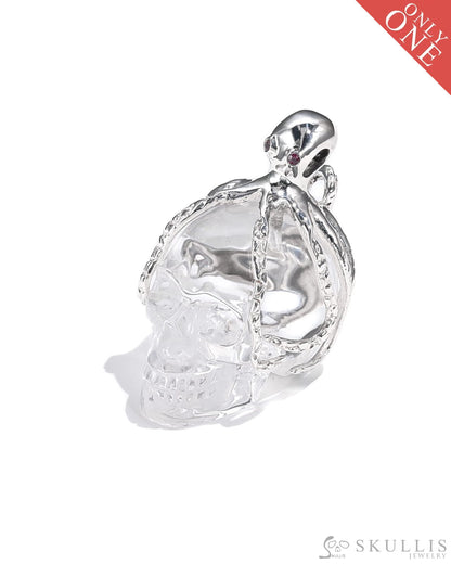 Gem Skull Pendant Necklace Of Quartz Rock Crystal Crystal Carved Skull With Detachable