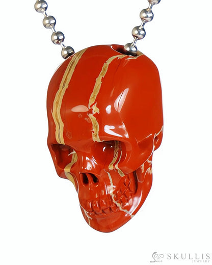 Gem Skull Pendant Necklace of Clear Quartz Carved Hollow Skull with 925 Silver Chain - S0001807 Skull Pendants