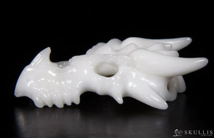 Gem Dragon Head Pendant Necklace  White Jade Carved Skull Pendants