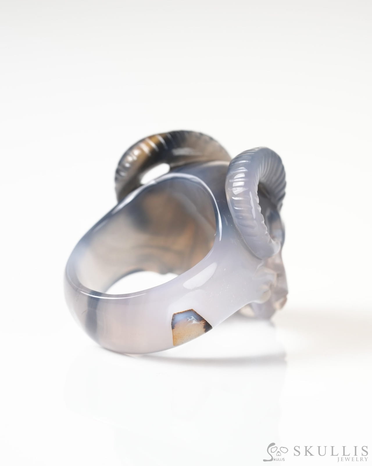 Gem Skull Ring of Agate Carved Beast Skull US size 12 - 9800271 Skull Rings