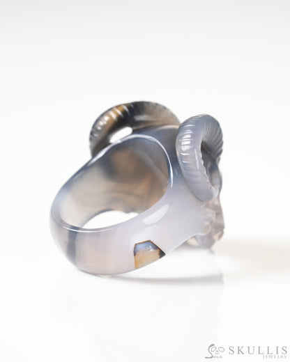 Gem Skull Ring of Agate Carved Beast Skull US size 12 - 9800271 Skull Rings