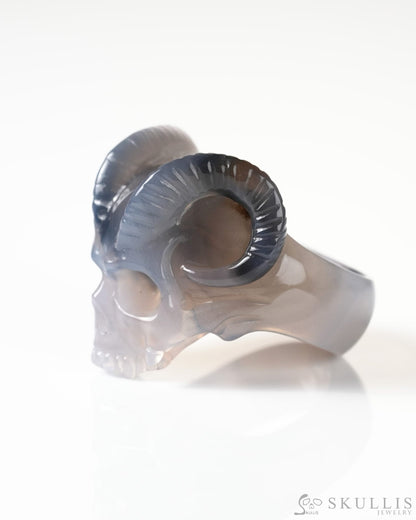 Gem Skull Ring of Agate Carved Beast Skull US size 12 - 9800271 Skull Rings