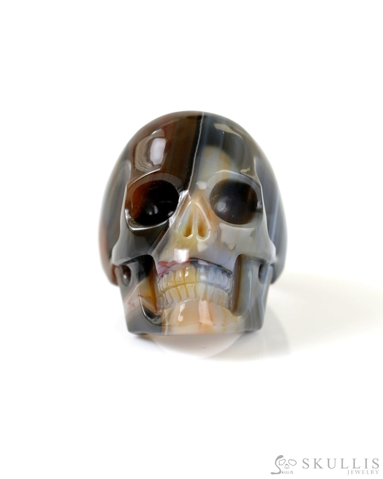 Gem Skull Ring of Agate Carved Totally US Size 9.5 - 9800270 Skull Rings