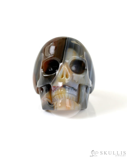 Gem Skull Ring of Agate Carved Totally US Size 9.5 - 9800270 Skull Rings