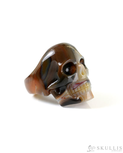 Gem Skull Ring of Agate Carved Totally US Size 9.5 - 9800270 Skull Rings