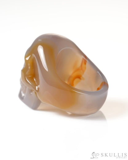 Gem Skull Ring of Agate Carved Skull US size 11.5 - 9800266 Skull Rings