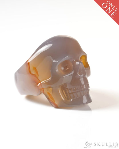 Gem Skull Ring of Agate Carved Skull US size 11.5 - 9800266 Skull Rings