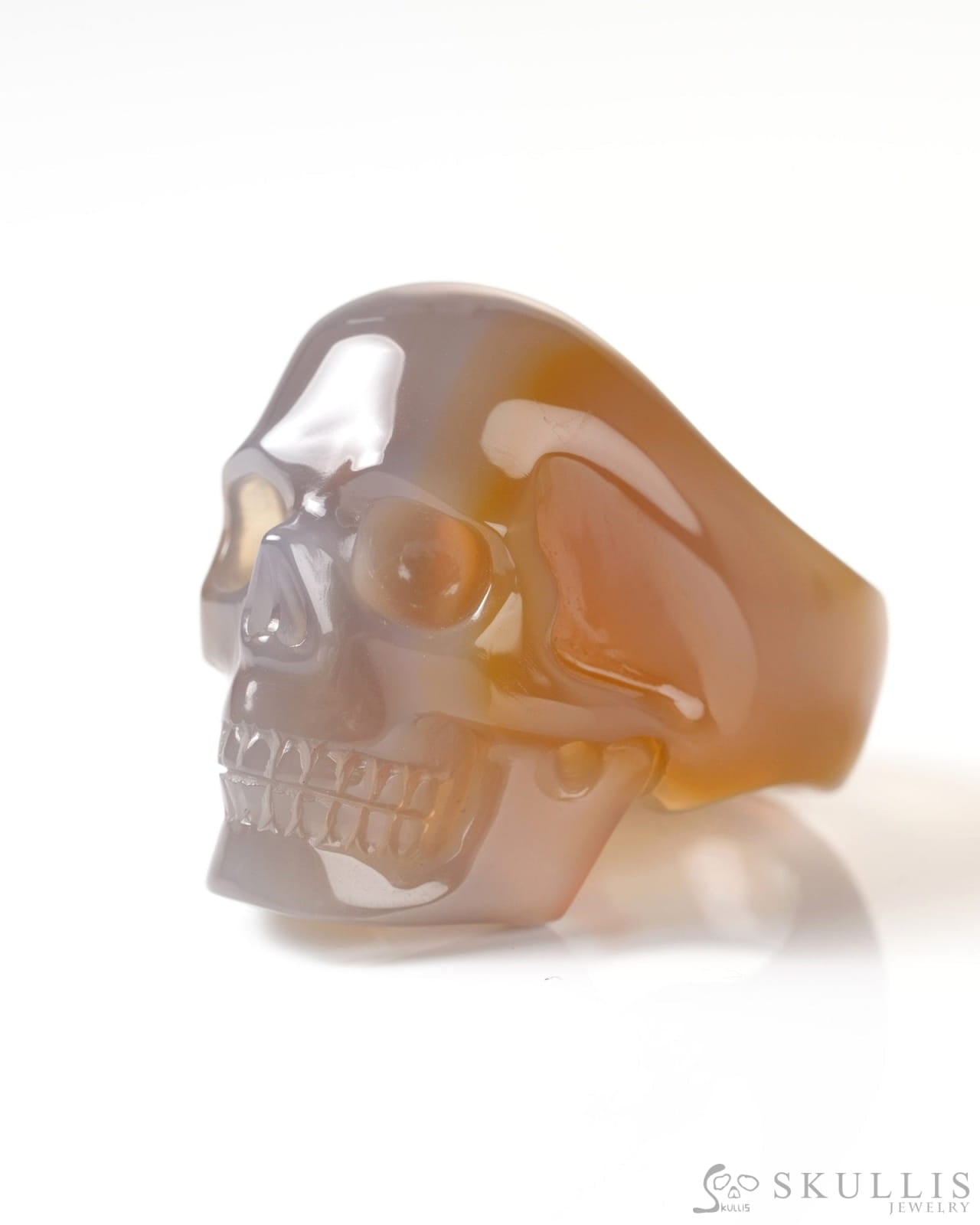 Gem Skull Ring of Agate Carved Skull US size 11.5 - 9800266 Skull Rings