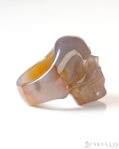 Gem Skull Ring of Agate Carved Skull US size 11.5 - 9800266 Skull Rings