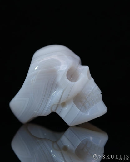 Gem Skull Ring of Agate Carved Totally US Size 7 - 9800147 Skull Rings