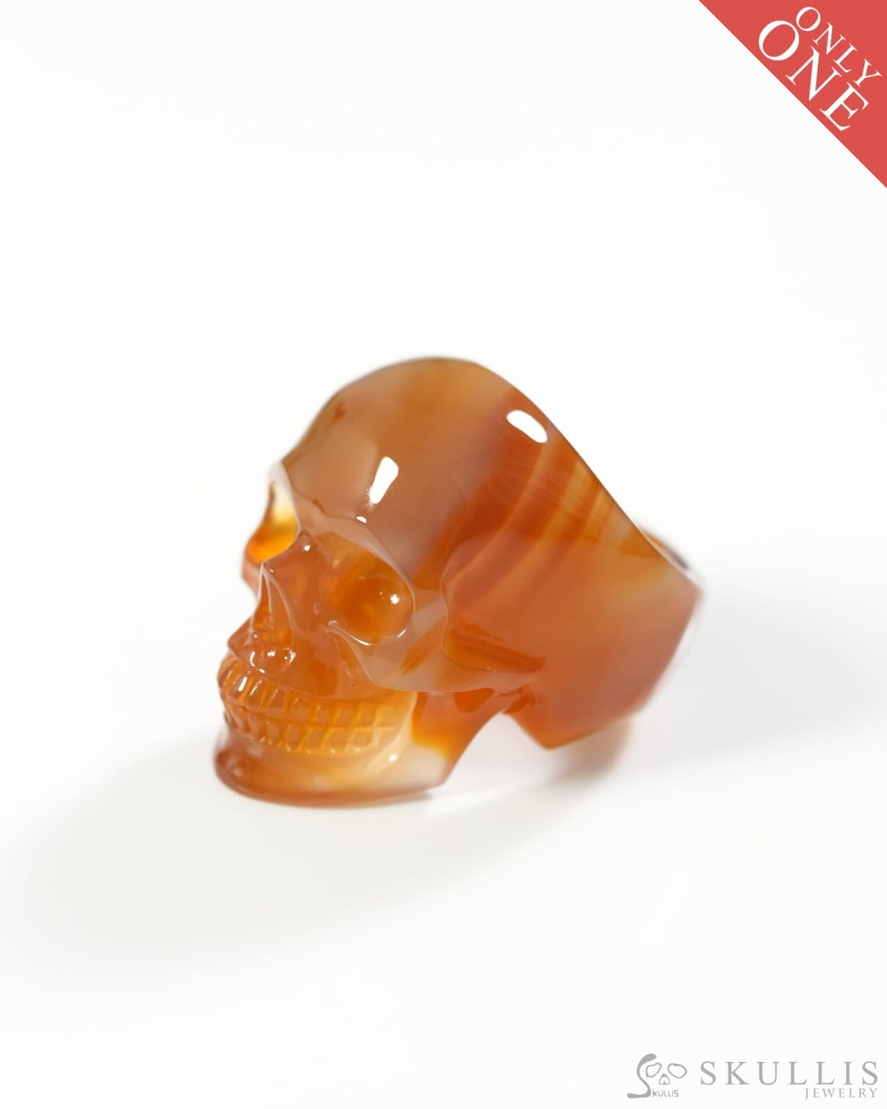 Gem Skull Ring of Agate Carved Skull US size 8.5 9800305 Skull Rings