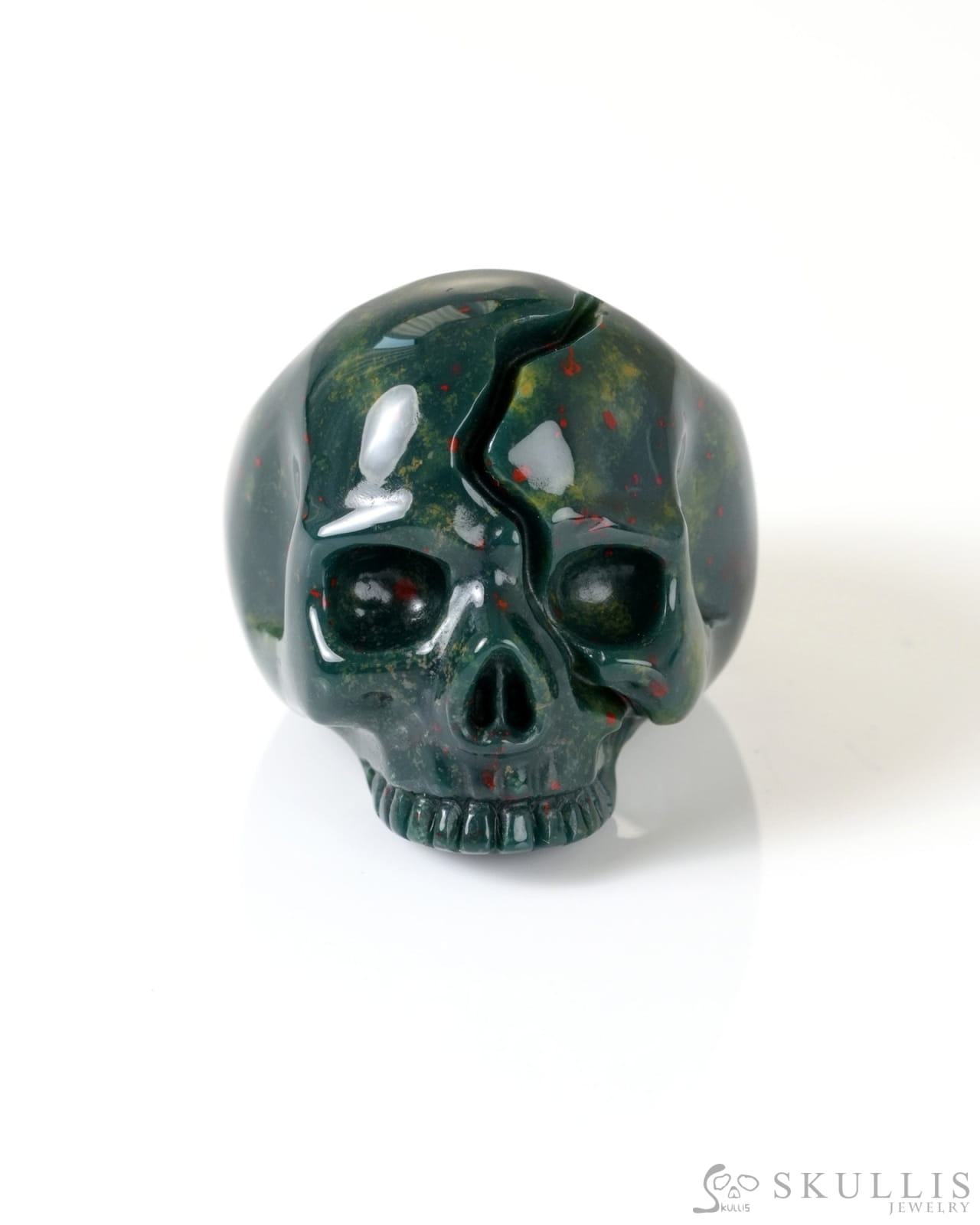 Gem Skull Ring of Bloodstone Carved Totally US Size 9 - 9800274 Skull Rings