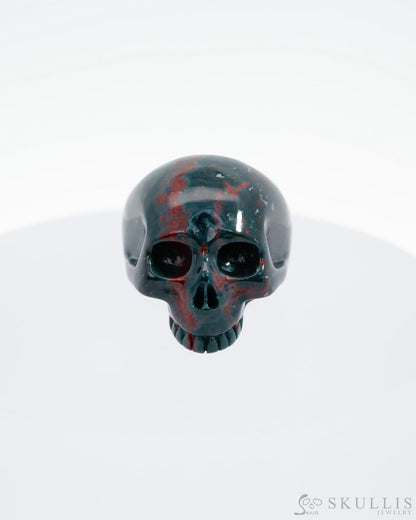 Gem Skull Ring Of Bloodstone Carved Us Size 7 - 9500129 Rings