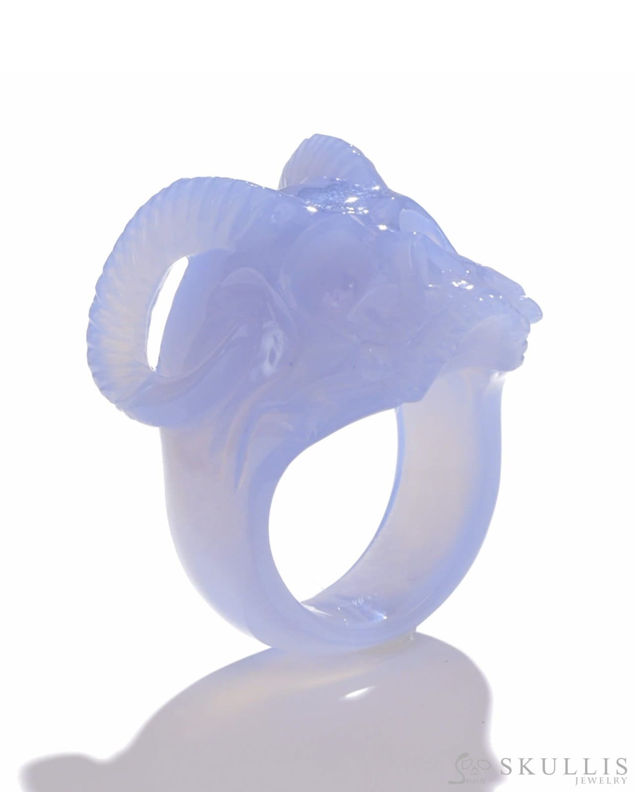 Gem Skull Ring Of Blue Chalcedony Carved Skull Skull Rings