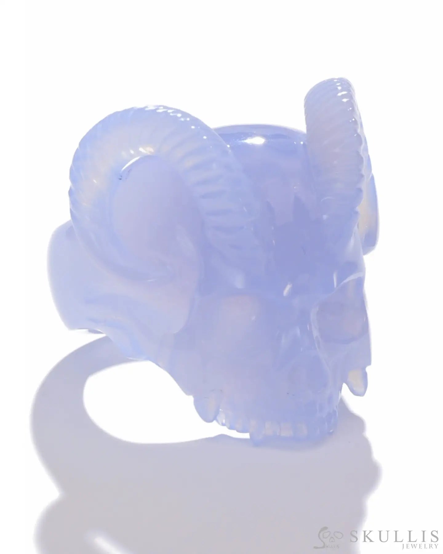 Gem Skull Ring Of Blue Chalcedony Carved Skull Skull Rings
