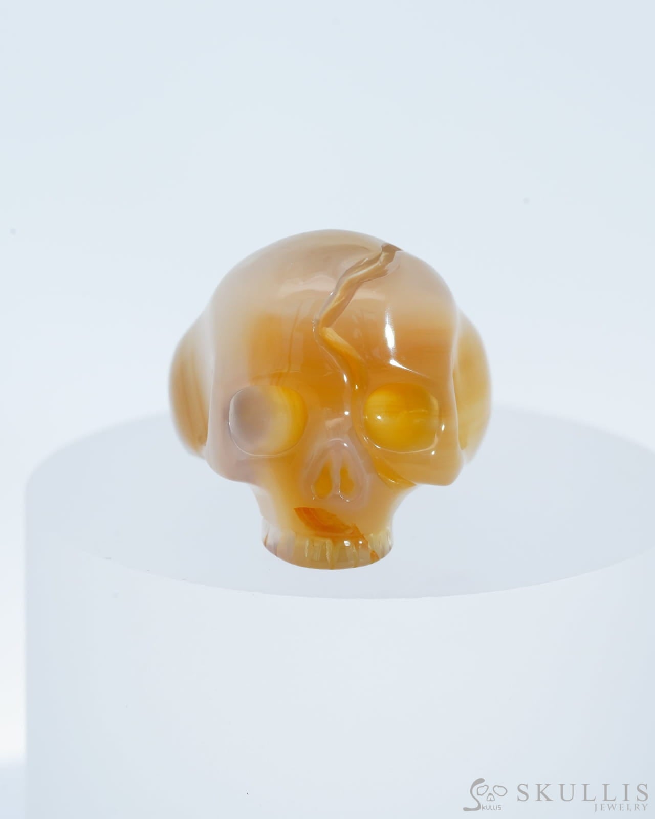 Gem Skull Ring Of Carnelian Carved Skull In 925 Sterling Silver - 9800138 Us Size (11) Skull Rings