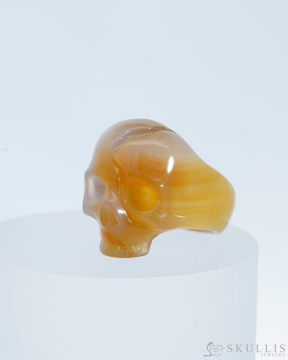 Gem Skull Ring Of Carnelian Carved Skull In 925 Sterling Silver - 9800138 Us Size (11) Skull Rings