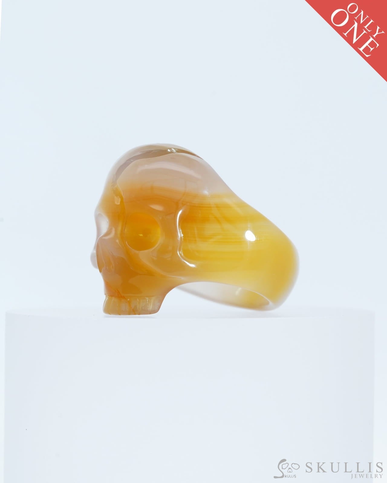 Gem Skull Ring Of Carnelian Carved Skull In 925 Sterling Silver - 9800138 Us Size (11) Skull Rings