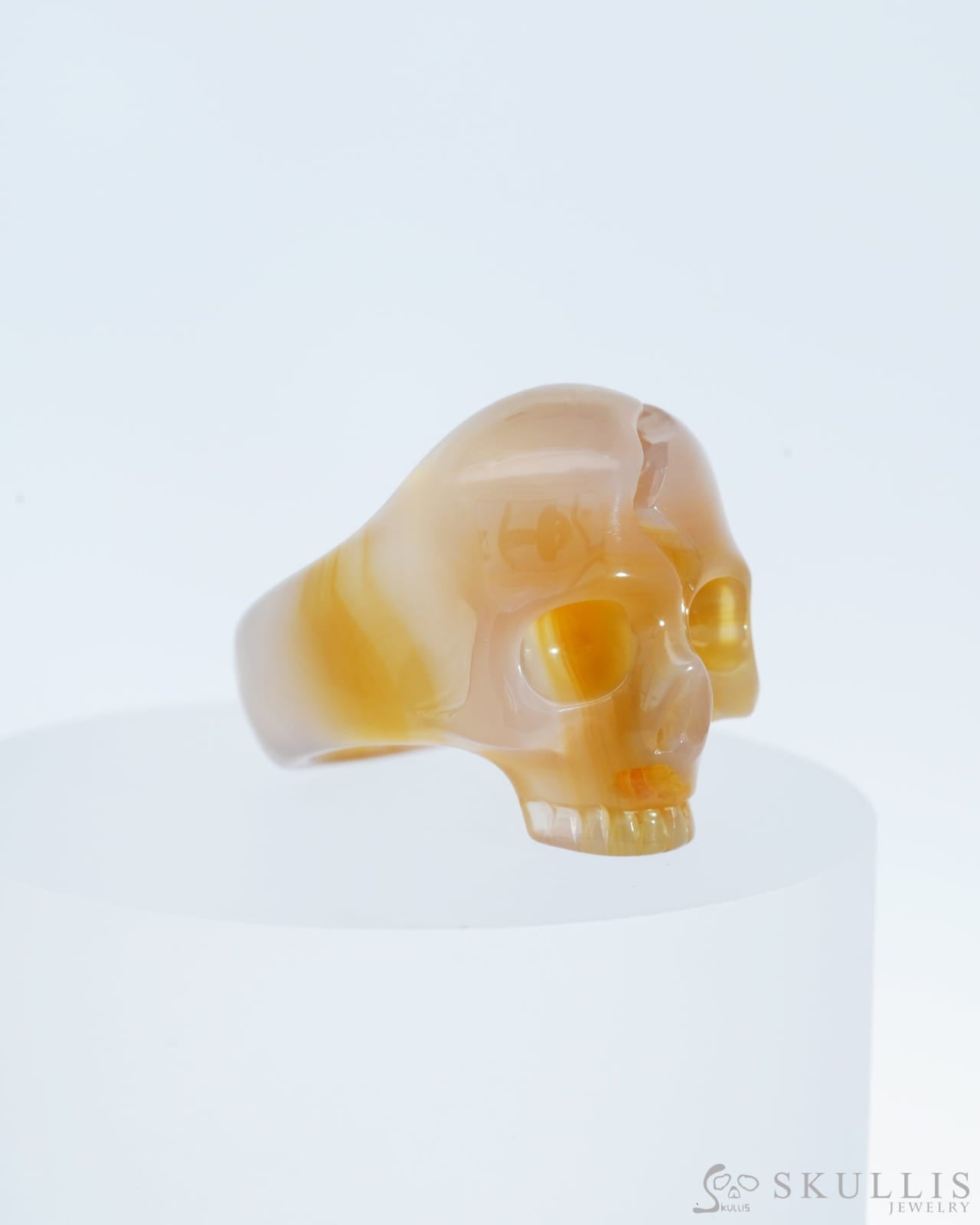 Gem Skull Ring Of Carnelian Carved Skull In 925 Sterling Silver - 9800138 Us Size (11) Skull Rings