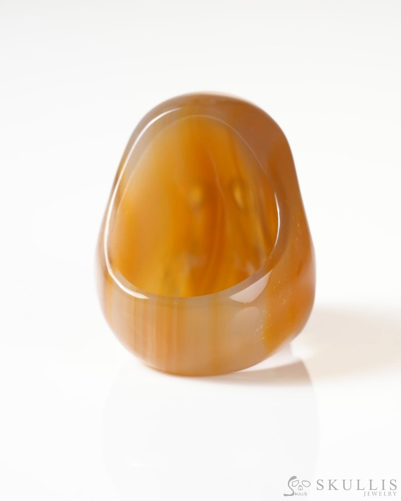 Gem Skull Ring of Carnelian Carved Skull US size 8.5 - 9800265 Skull Rings