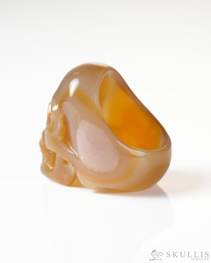 Gem Skull Ring of Carnelian Carved Skull US size 8.5 - 9800265 Skull Rings
