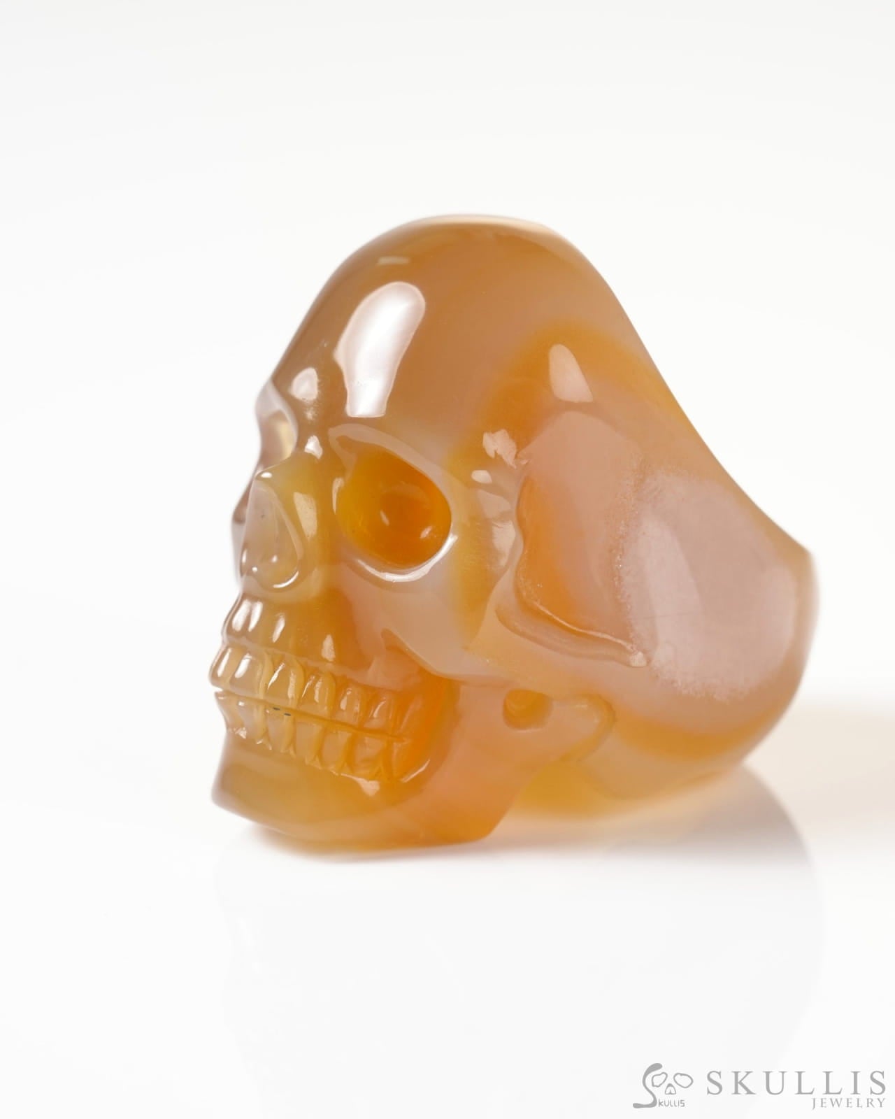 Gem Skull Ring of Carnelian Carved Skull US size 8.5 - 9800265 Skull Rings